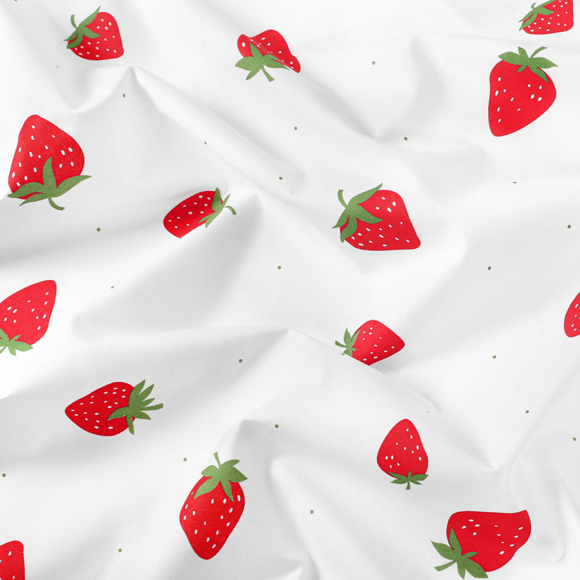 Katoenen kussensloop - Frisse aardbeien