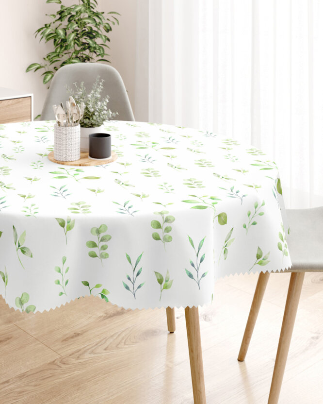 Rond teflon tafelkleed - Eucalyptus blaadjes