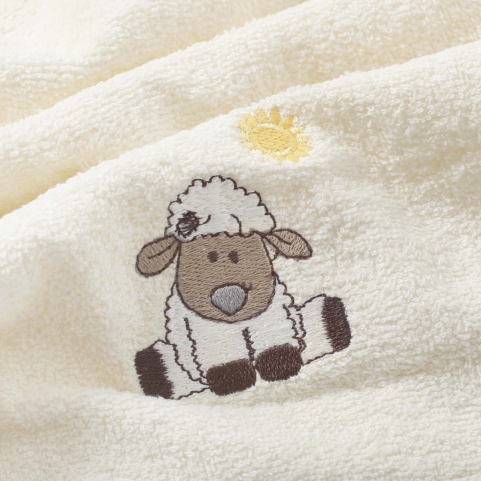 Kinder badstof handdoek - Schaapje op crème