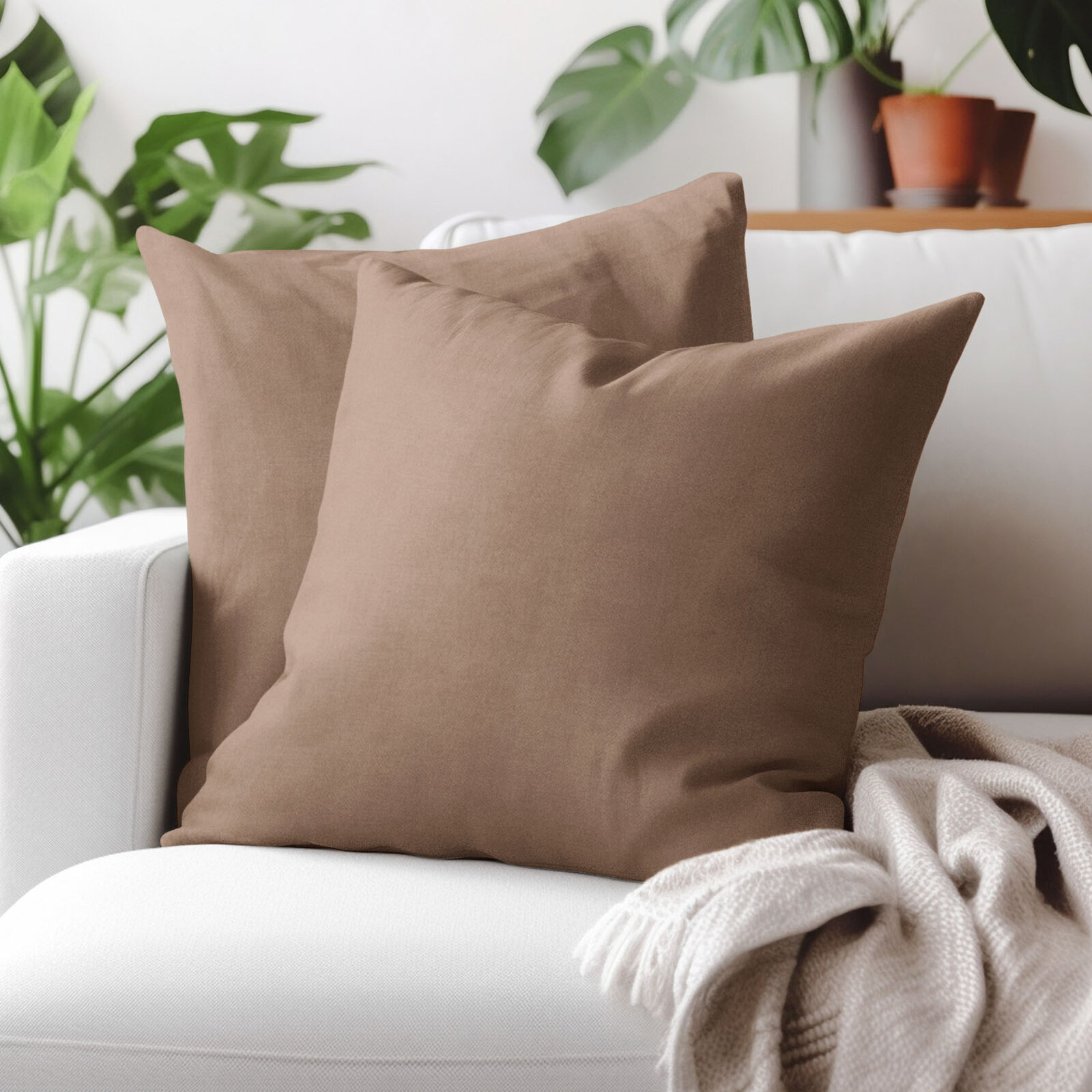 Decoratieve kussensloop Marbella - mokka