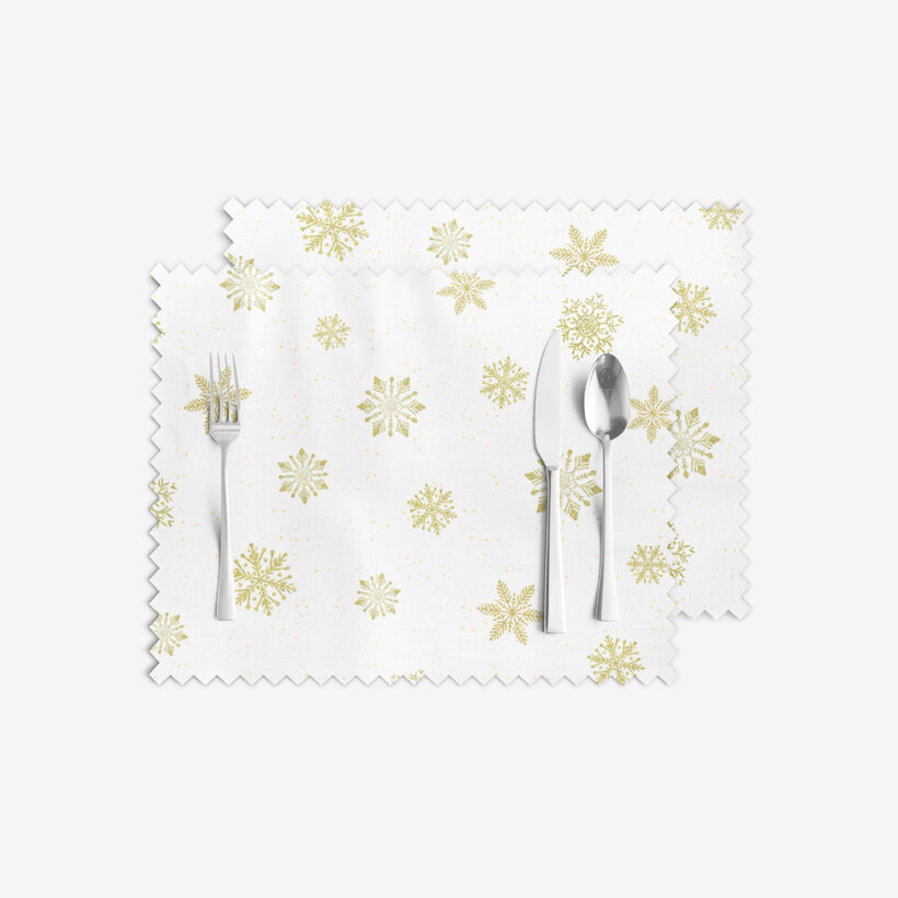 Tafel placemat teflon - Goud sneeuwvlokken - set 2st