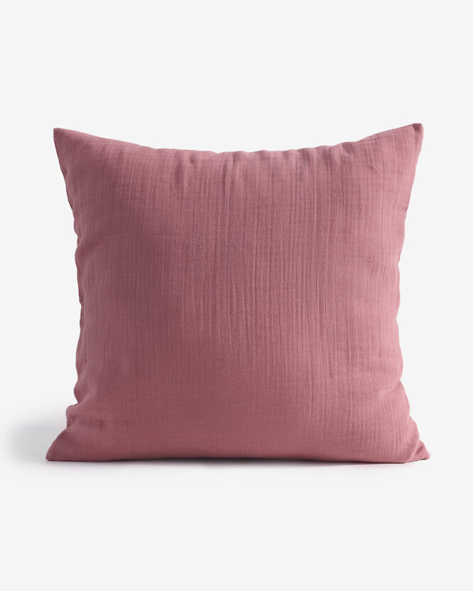 Mousseline kussensloop - pastel wijnrood