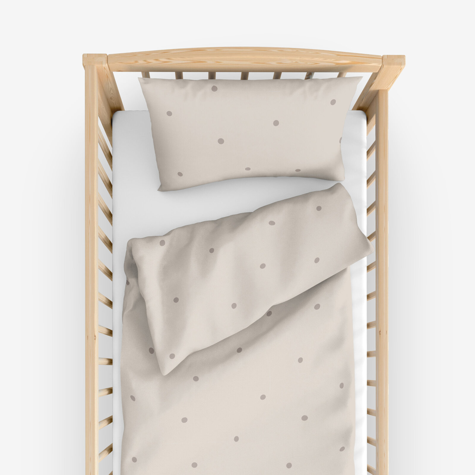 Katoenen baby beddengoed voor het ledikantje - Stippen op beige