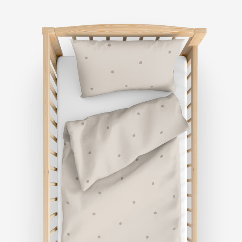 Katoenen baby beddengoed voor het ledikantje - Stippen op beige
