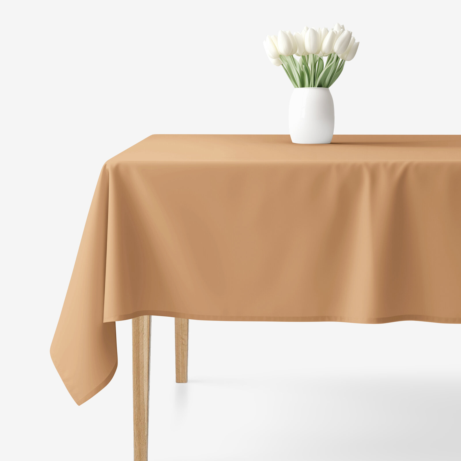 Hoekig tafelkleed 100% katoen renforcé - herfst bruin