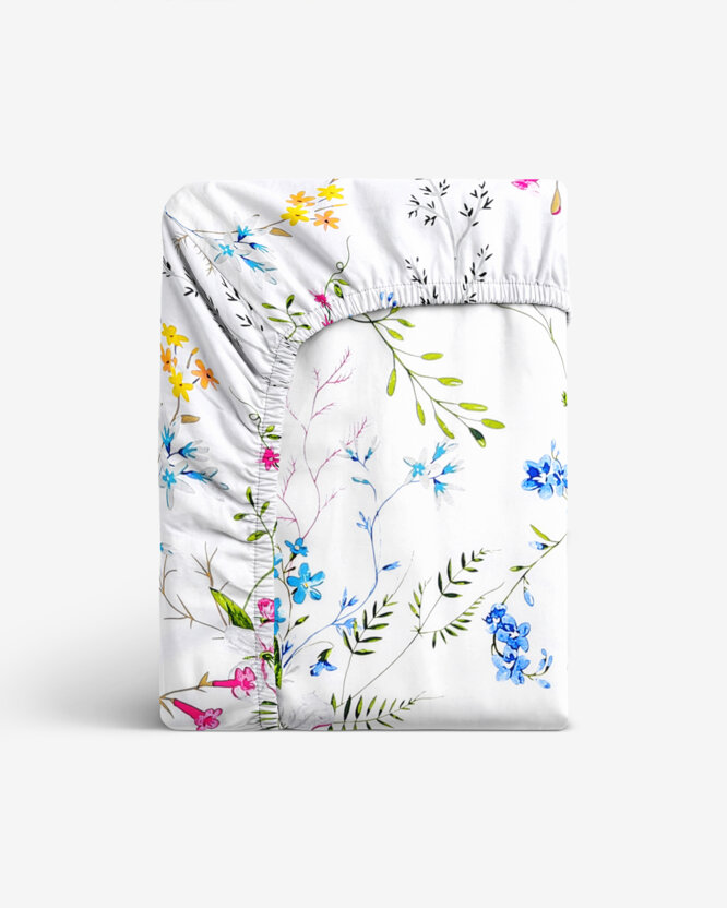Katoenen hoeslaken - Geschilderde veldbloemen