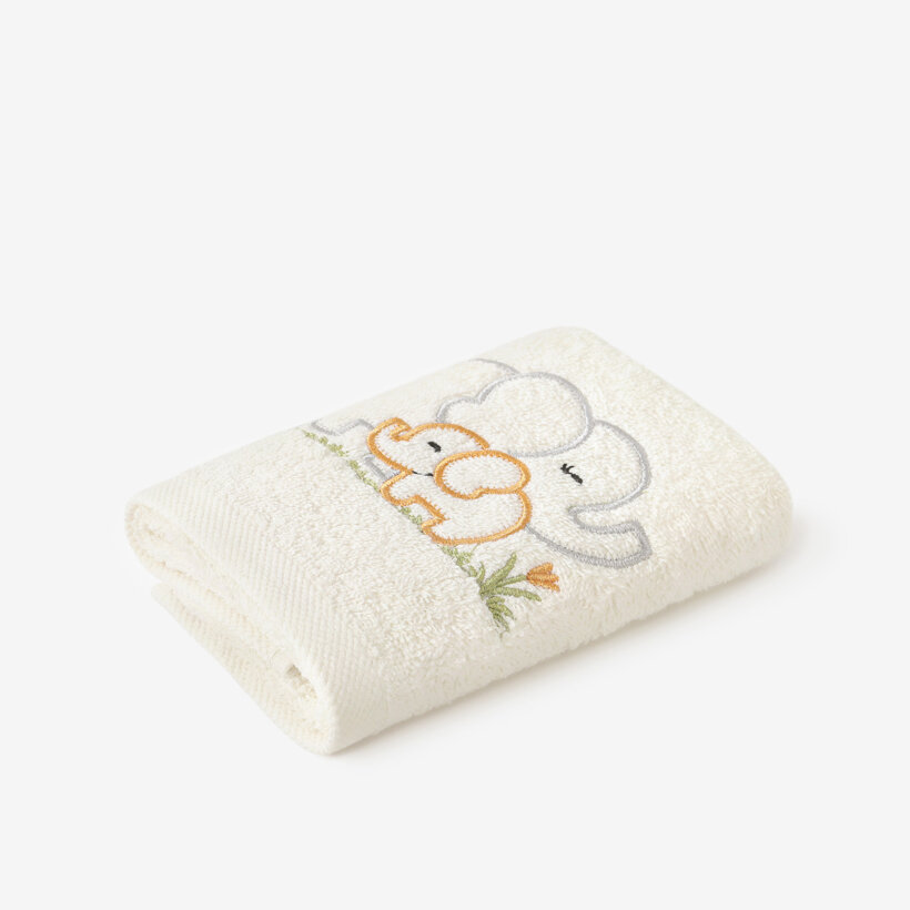 Kinder badstof handdoek - Olifantjes op crème