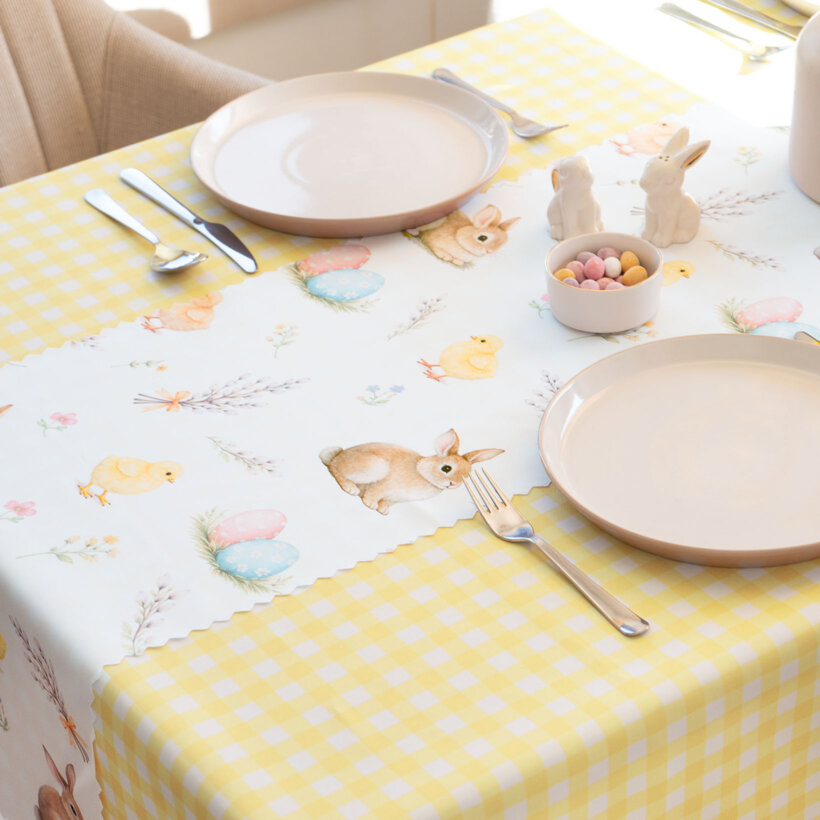 Pasen tafelloper teflon voor de tafel - Vrolijk Pasen