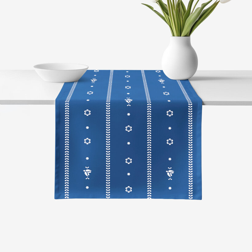 Tafelloper 100% katoen renforcé - Na mú dušu op blauw