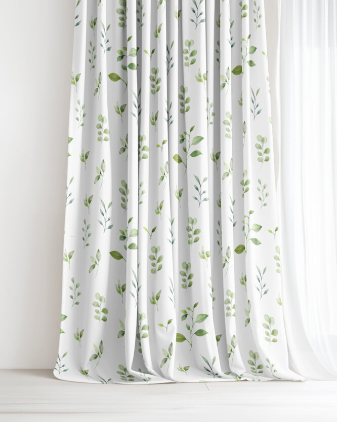 Decoratief gordijn Luca - Eucalyptus blaadjes