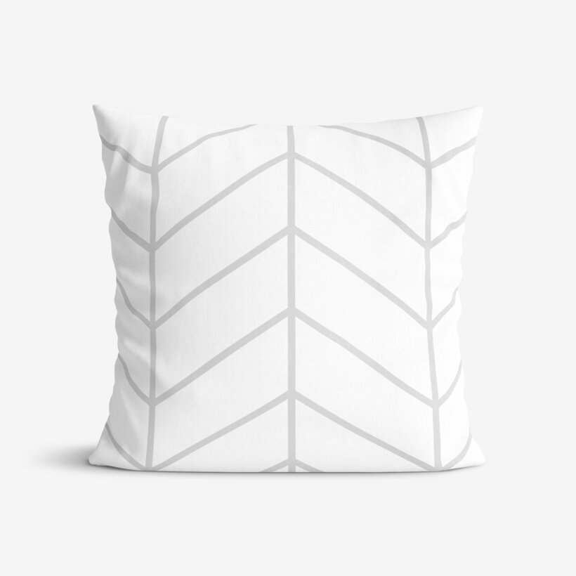 Katoenen kussensloop - Grijs zigzag op wit