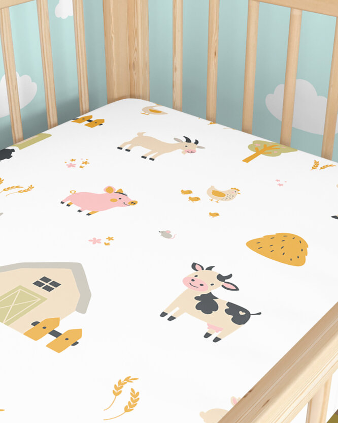 Katoenen hoeslaken voor een kinderbedje - Leven op de boerderij