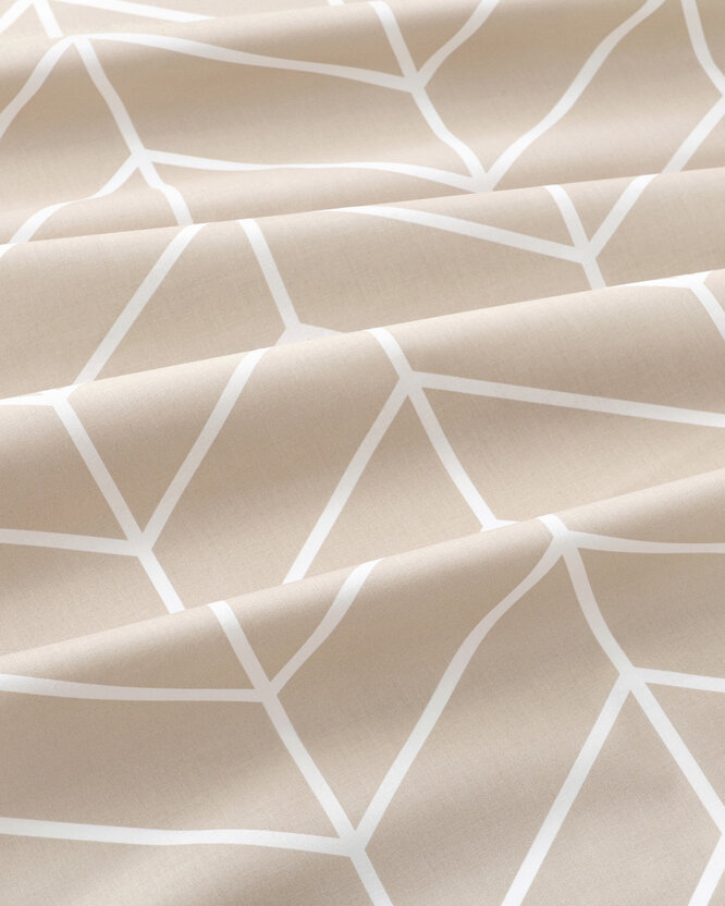 Katoen renforcé - Wit zigzag op beige