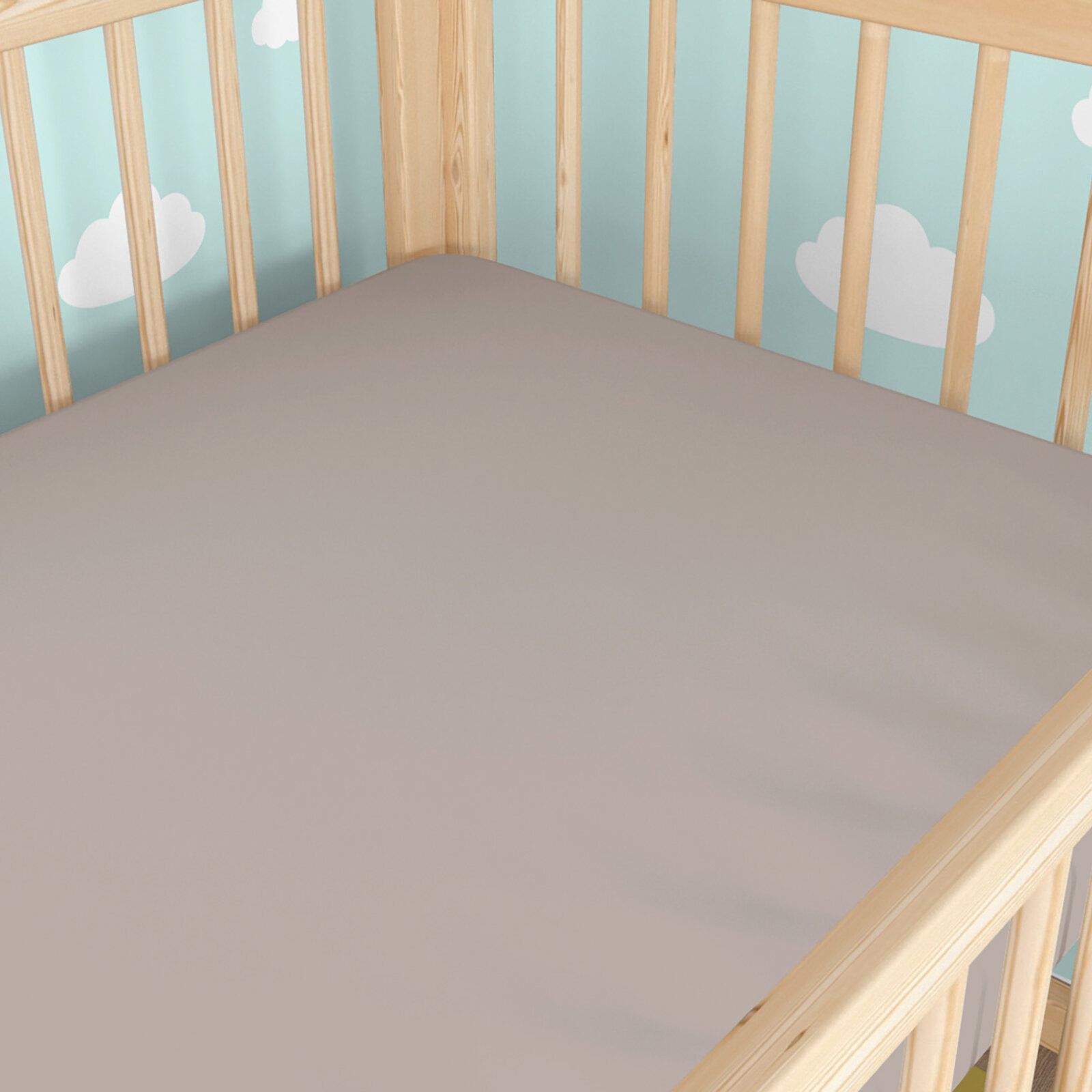 Katoenen laken voor babybedje - grijsbruin