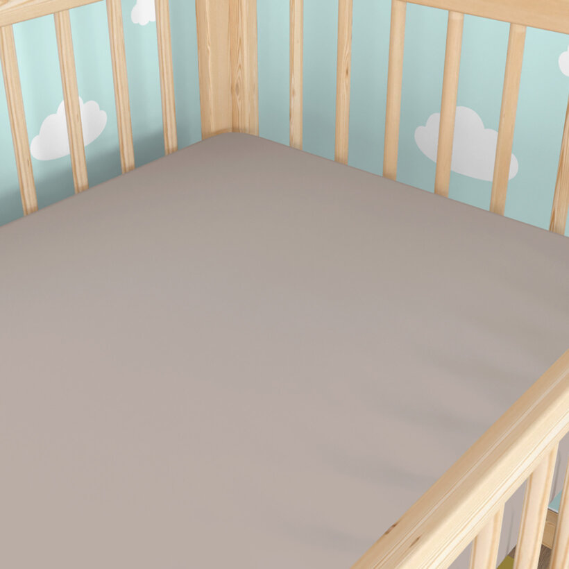 Katoenen laken voor babybedje - grijsbruin