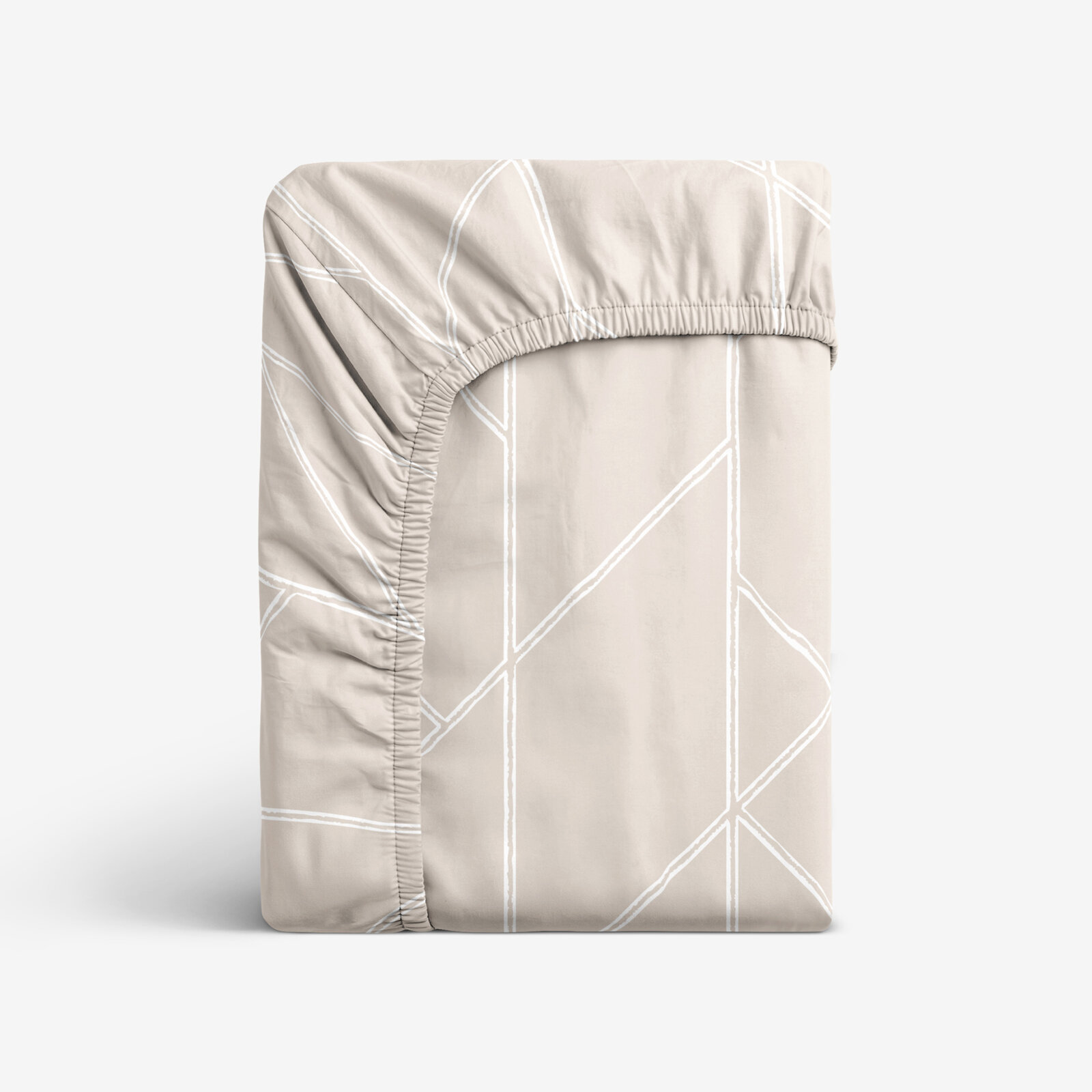 Katoenen hoeslaken - Geometrische lijnen op latte
