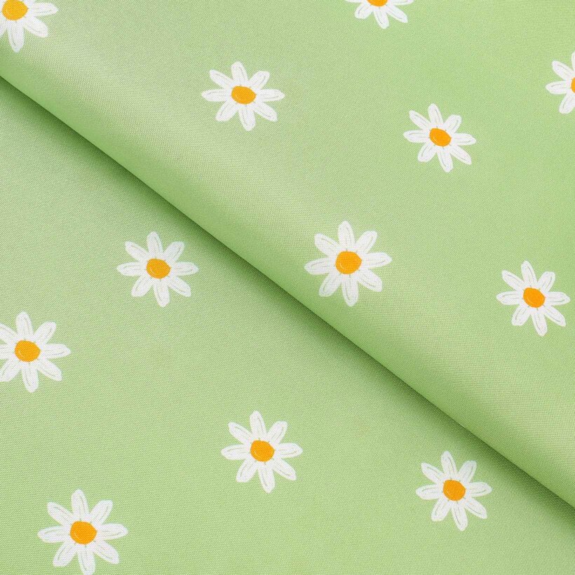 Tafelstof met tefloncoating - Margrieten op groen