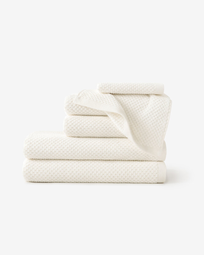 Katoenen badstof handdoek / badhanddoek Micro Pure - vanille