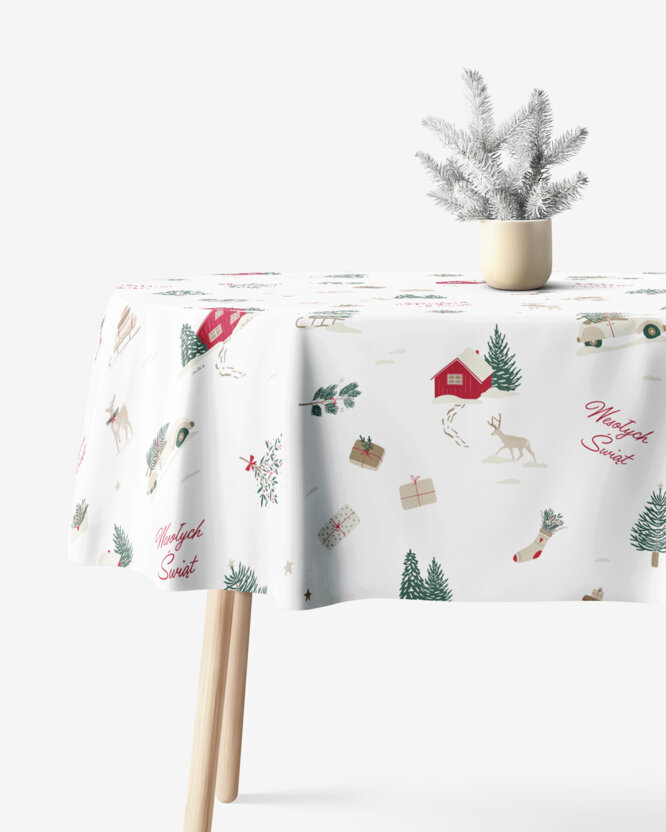 Kerst ovaal tafelkleed 100% katoen renforcé - Poolse Kerst (PL)
