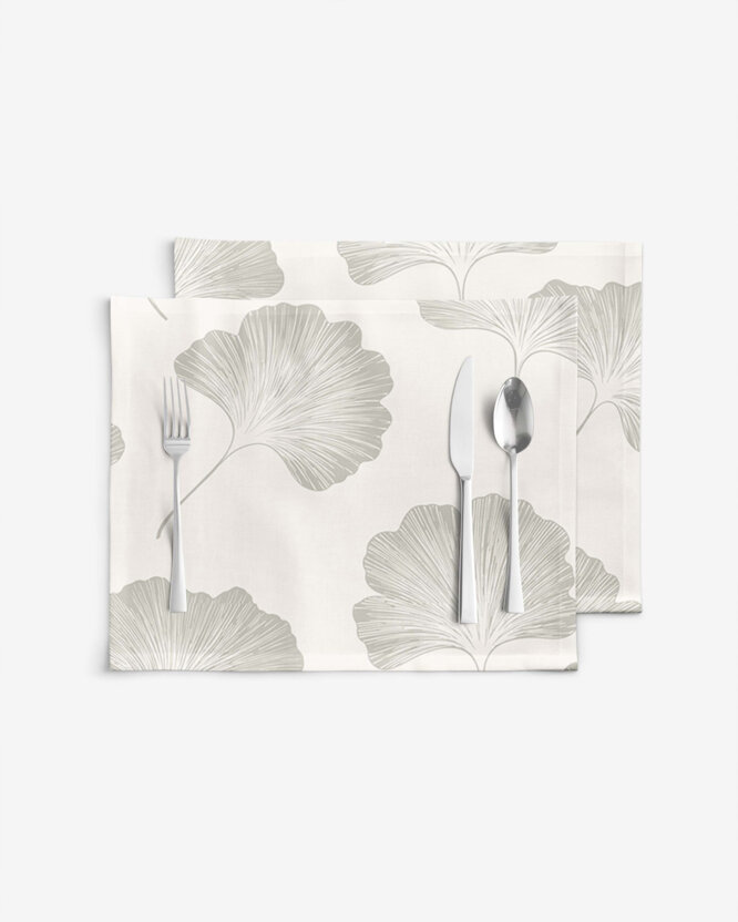 Tafelplacemat 100% katoen renforcé - Bladeren ginkgo - set 2 st.
