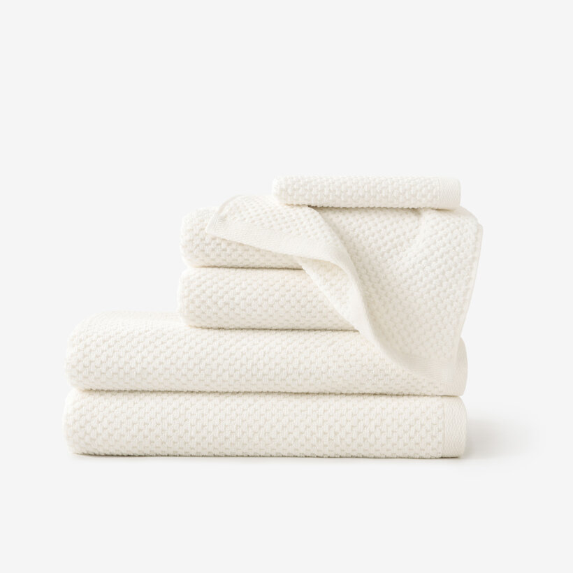 Katoenen badstof handdoek / badhanddoek Micro Pure - vanille