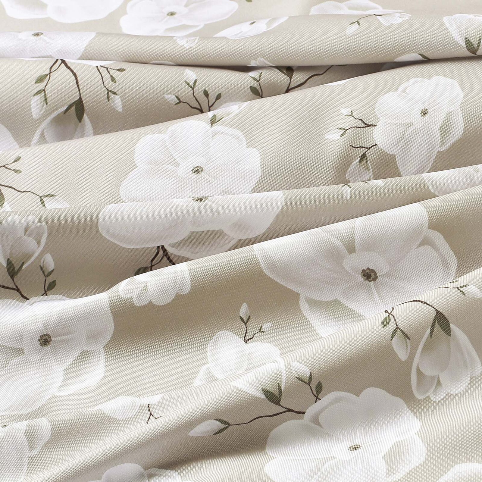 Rond teflon tafelkleed - Witte bloemen