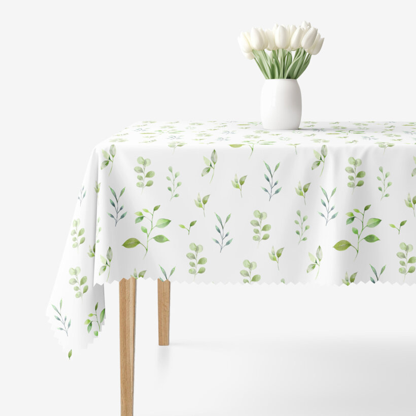 Hoekig teflon tafelkleed - Eucalyptus blaadjes