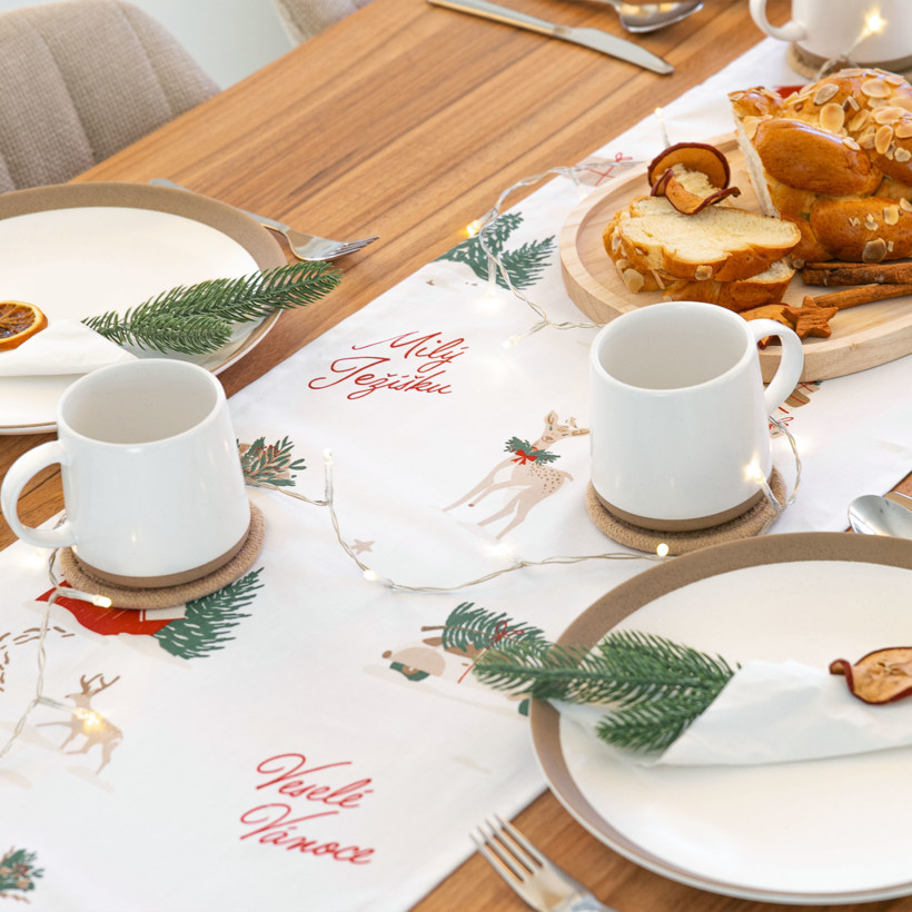 Kerst tafelloper van stevig katoen - Tsjechische Kerst