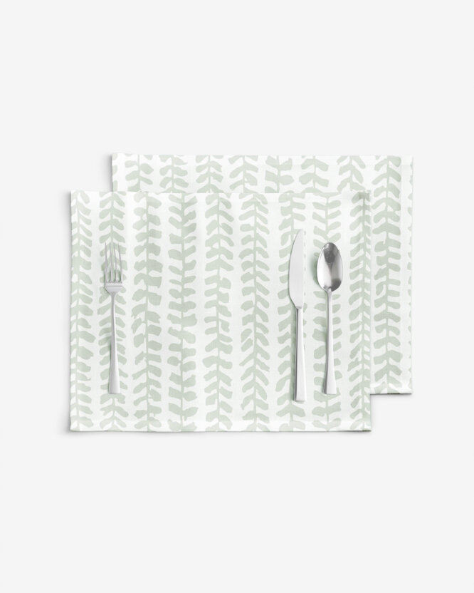 Placemat voor de tafel 100% katoen renforcé - Scandinavische blaadjes - set 2 stuks