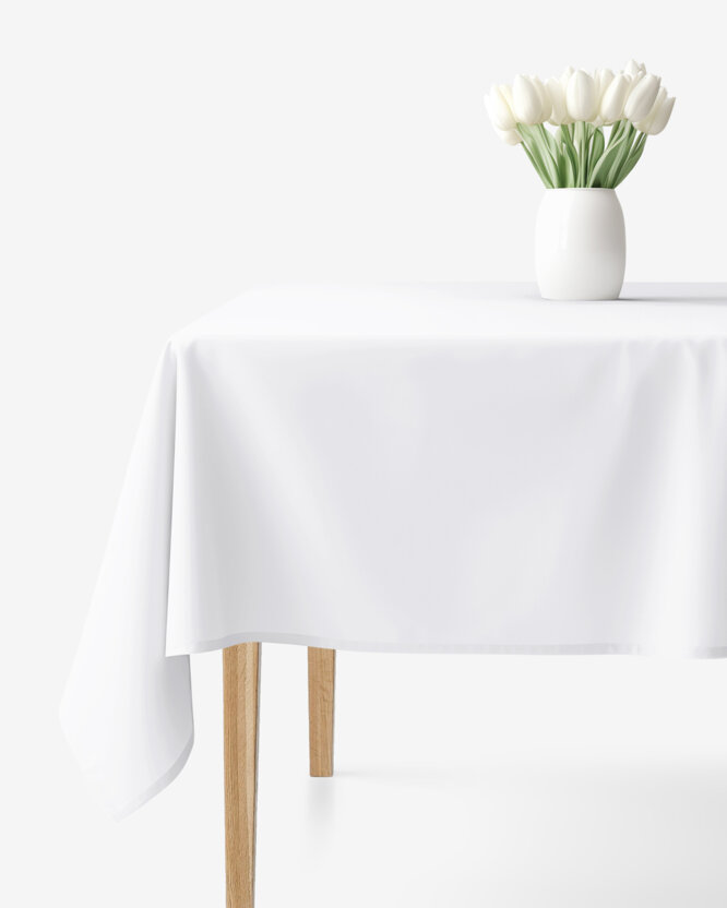 Hoekig tafelkleed 100% katoen renforcé - wit