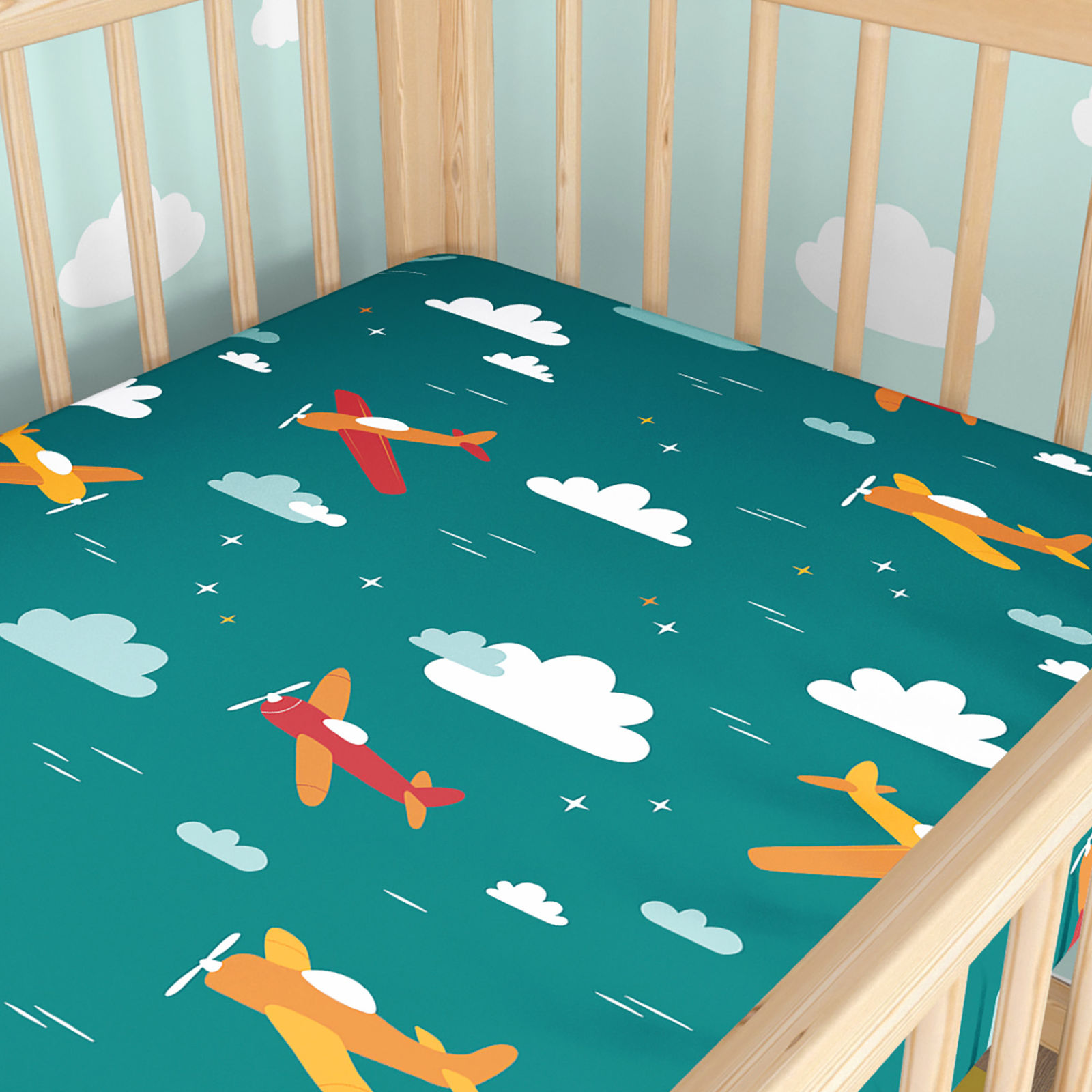 Katoenen hoeslaken voor een babybedje - Luchtavontuur