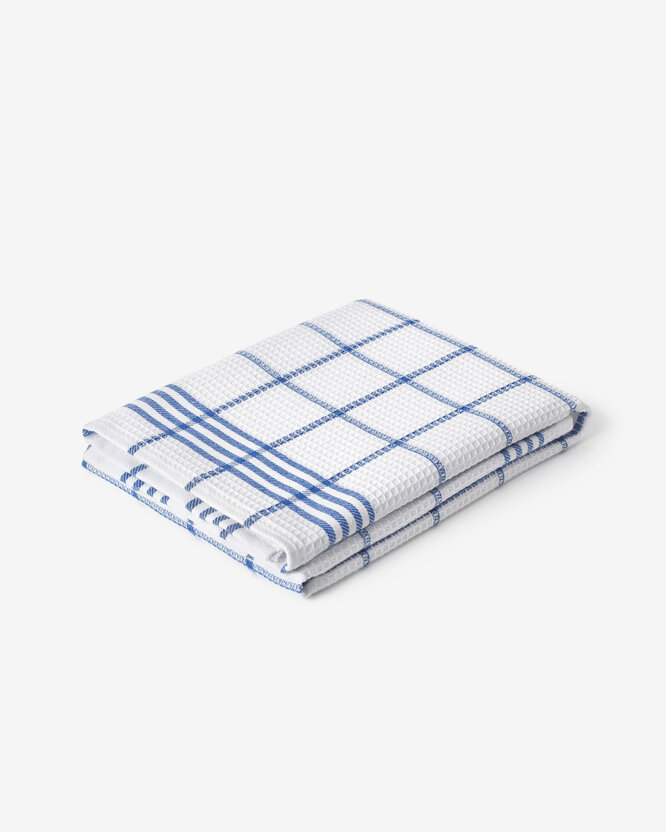 Keuken wafel theedoek - Blauwe streepjes
