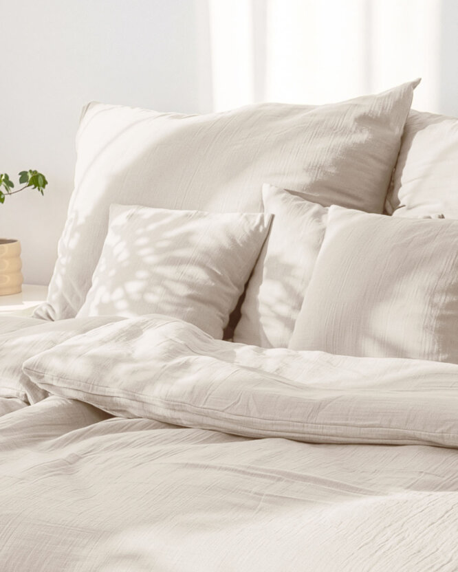 Mousseline beddengoed - naturel
