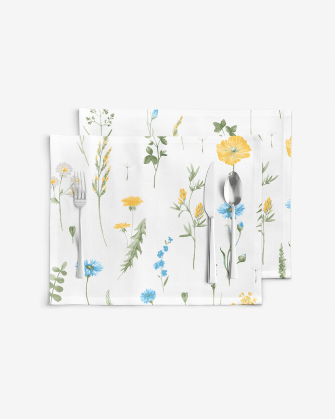 Placemat voor op tafel 100% katoen renforcé - Tsjechische weide - set 2 stuks