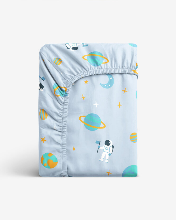 Katoenen hoeslaken voor kinderen - Astronauten in de ruimte