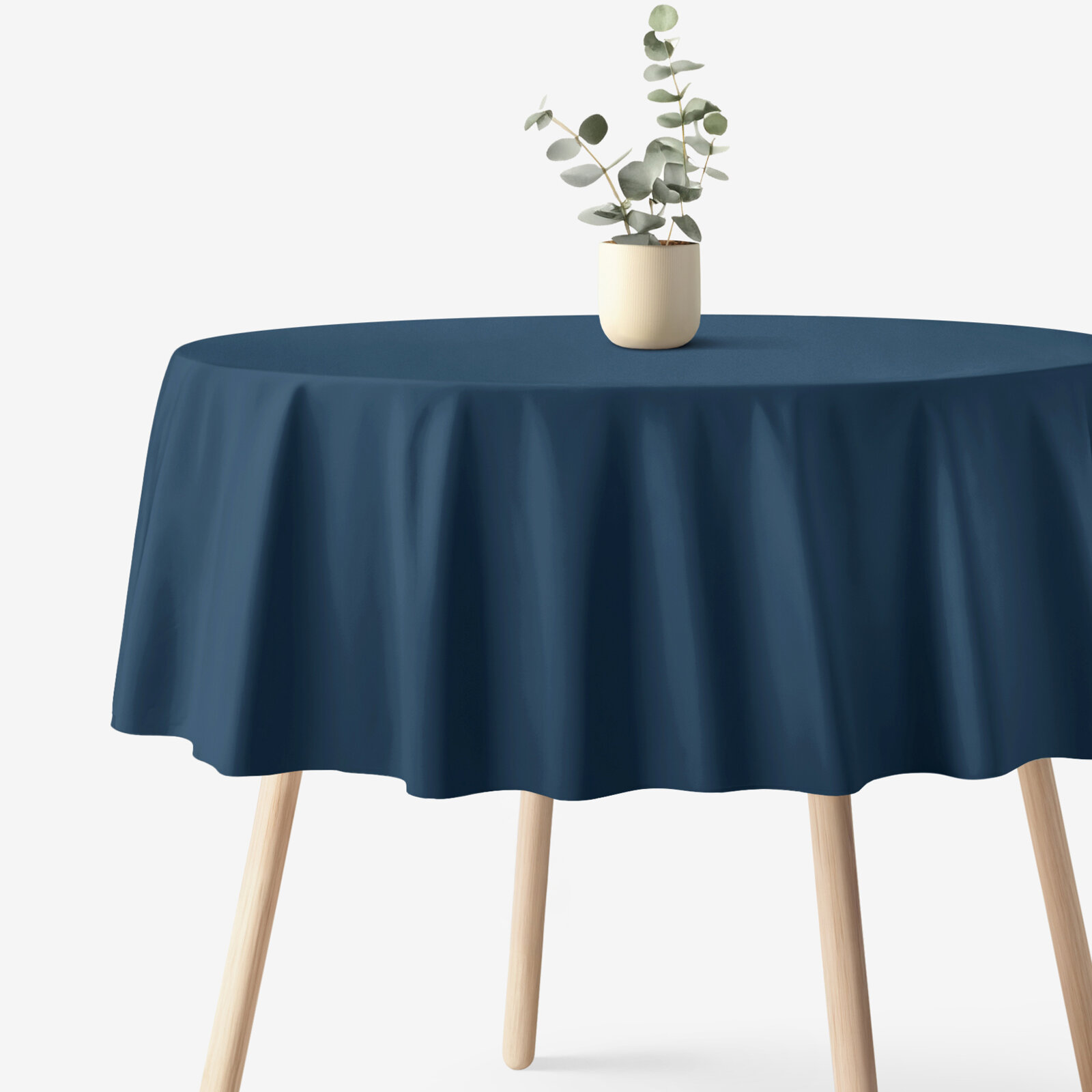 Rond tafelkleed 100% katoen renforcé - marineblauw