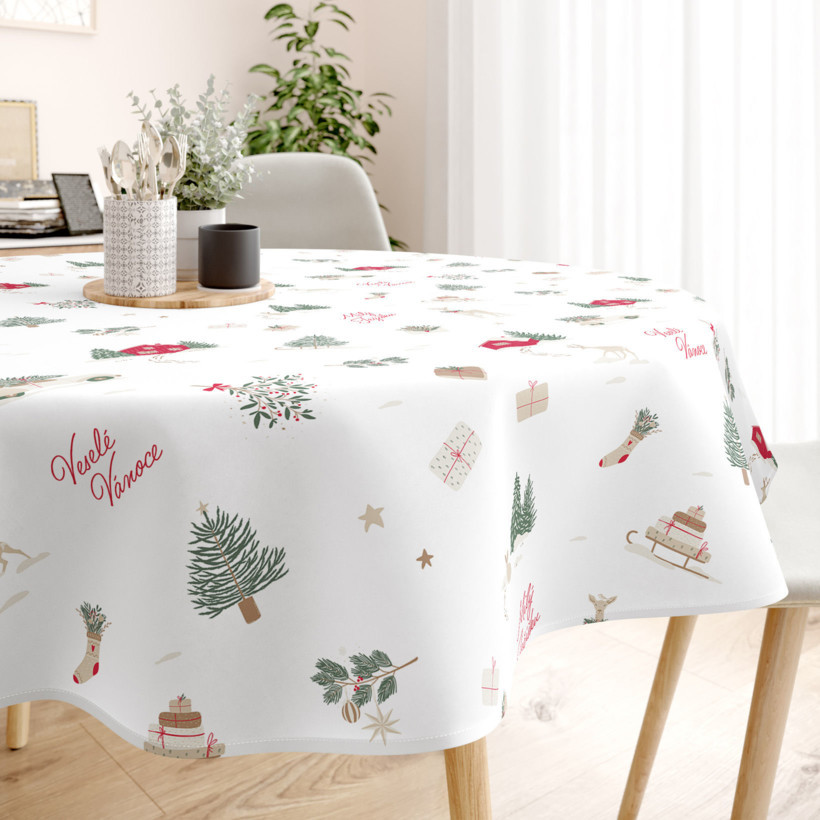 Kerst rond tafelkleed van stevig katoen - Tsjechische Kerst