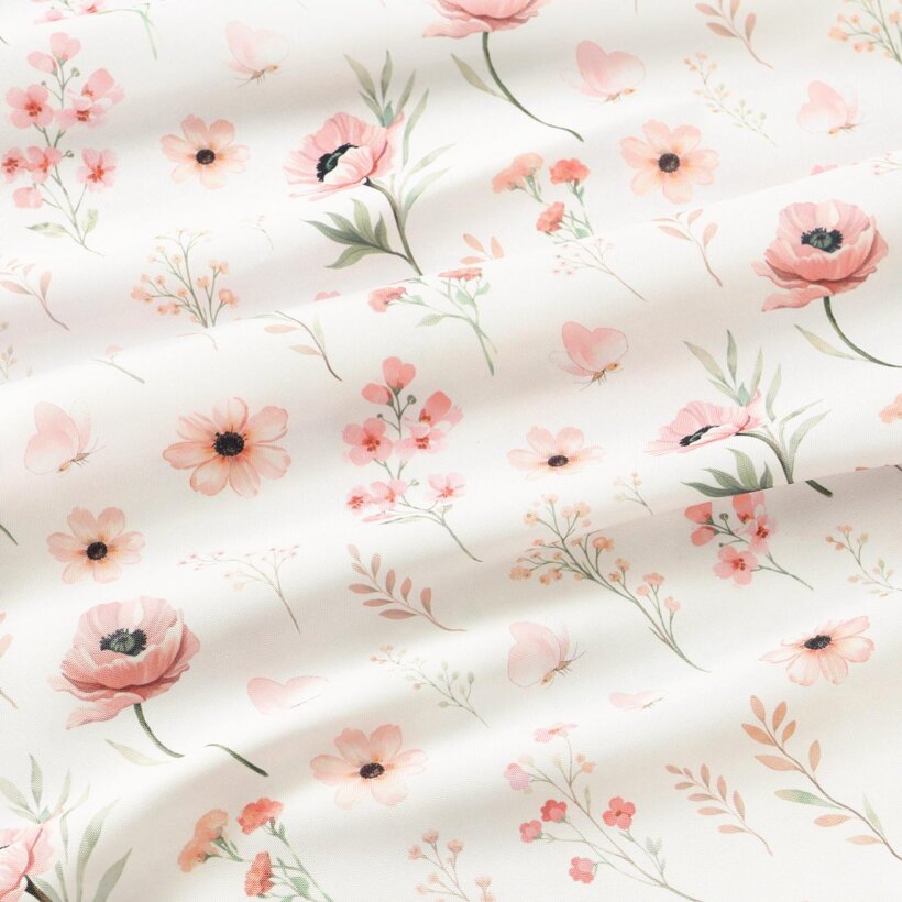 Ovaal teflon tafelkleed - Roze bloemen