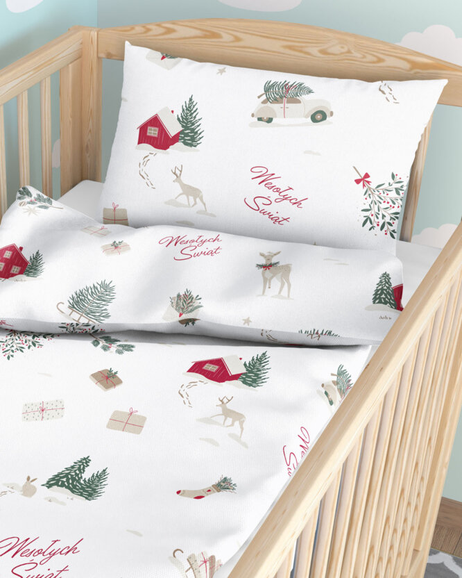 Kerst katoenen beddengoed voor een kinderbedje - Poolse Kerst (PL)