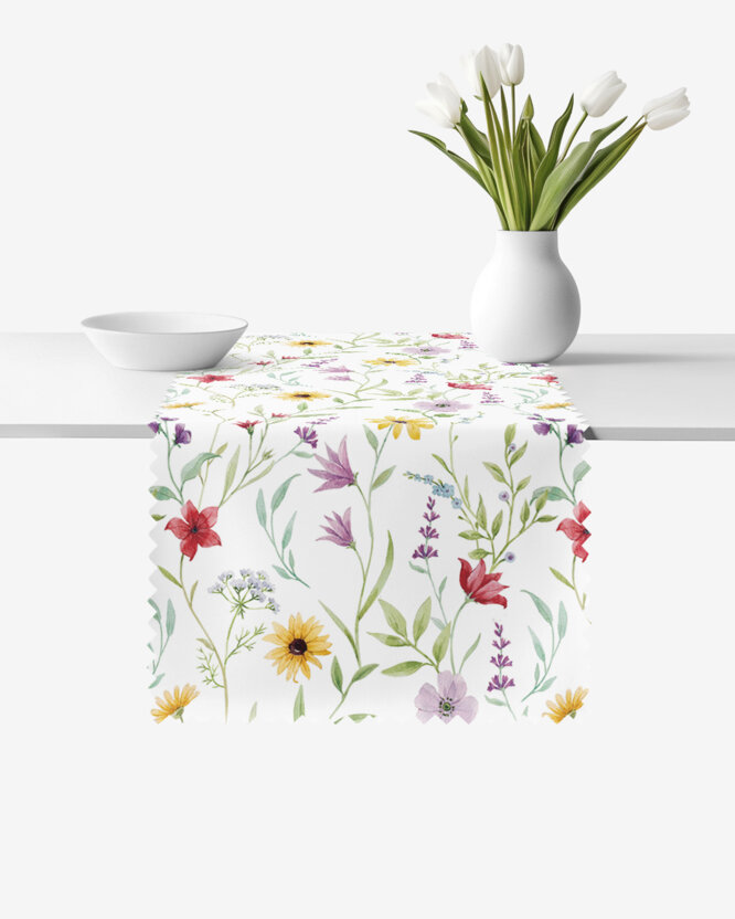Tafelloper teflon - Kleurrijke lentebloemen
