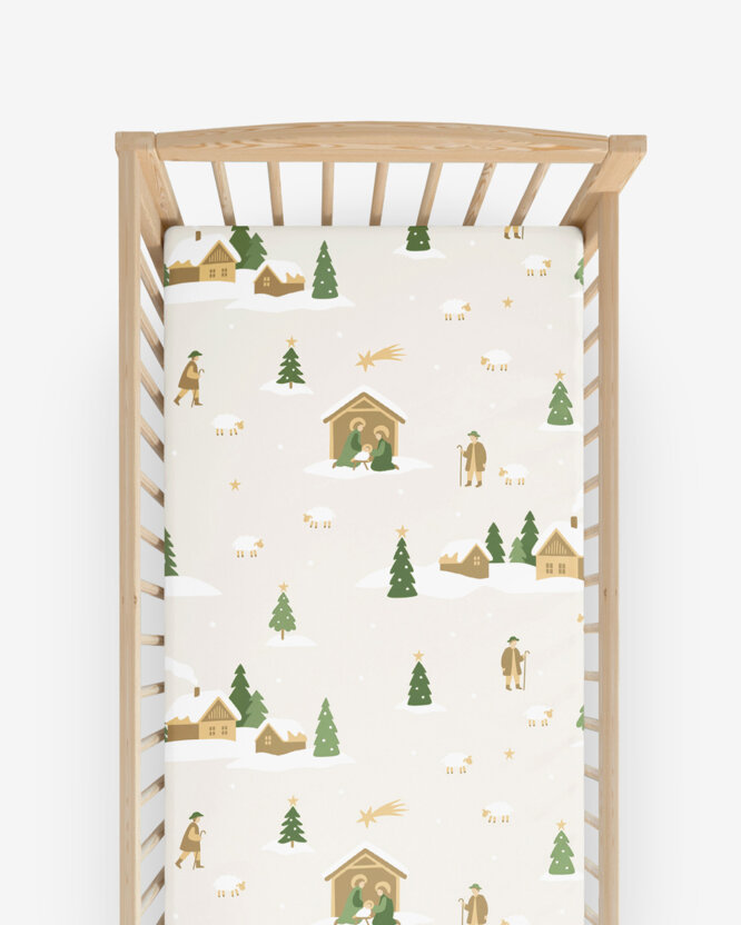 Kerst katoenen hoeslaken voor een kinderbedje - Kerstliederen (buitenland)