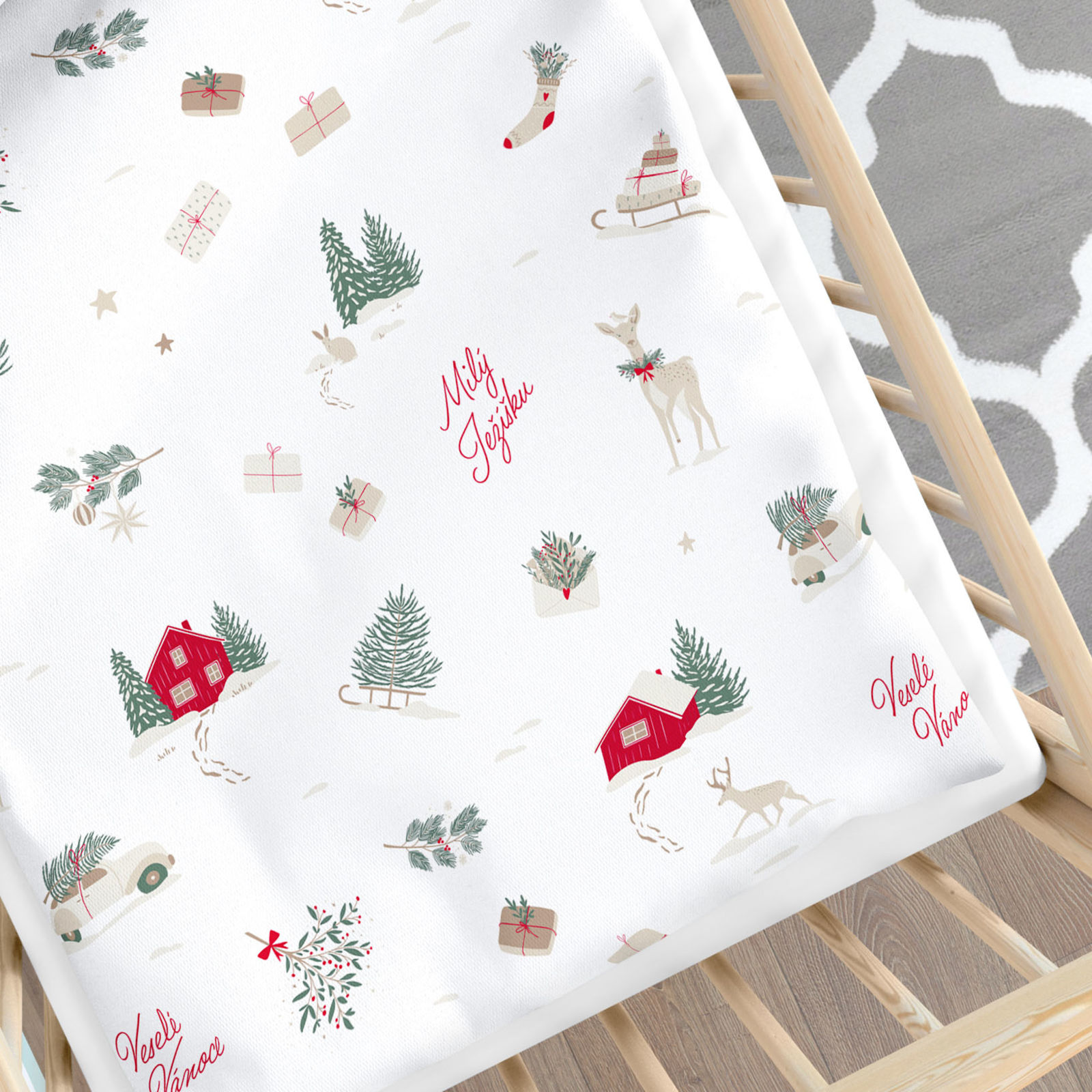 Kerst katoenen beddengoed voor een kinderbedje - Tsjechische Kerst