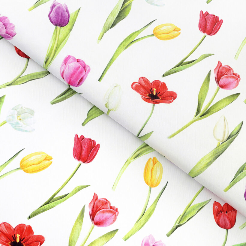 Tafelstof met tefloncoating - Kleurrijke tulpen