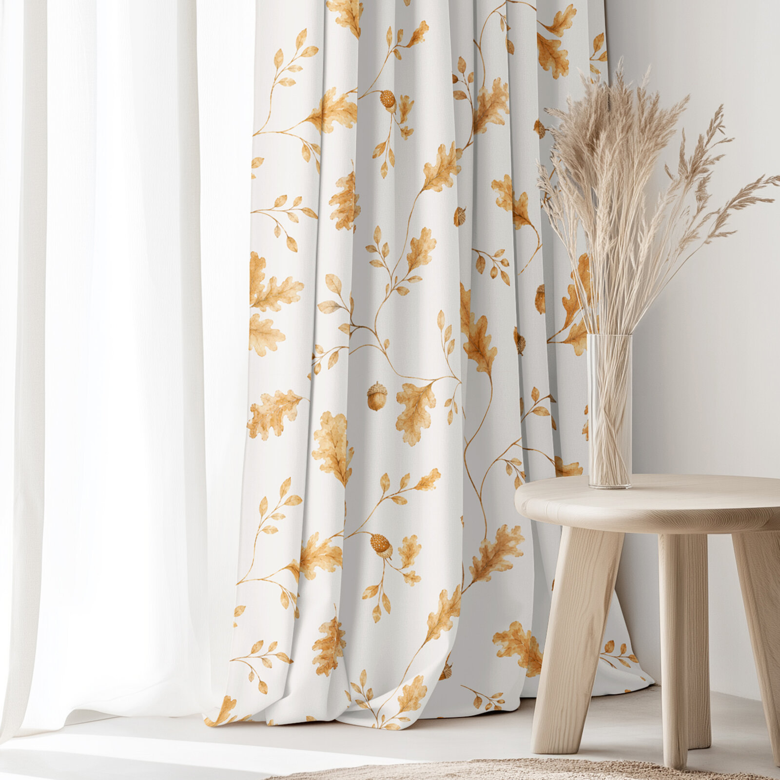 Decoratief gordijn Luca - Eikenbladeren