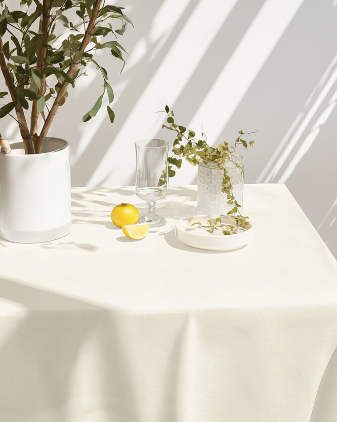 Hoekig tafelkleed Malaga - crème