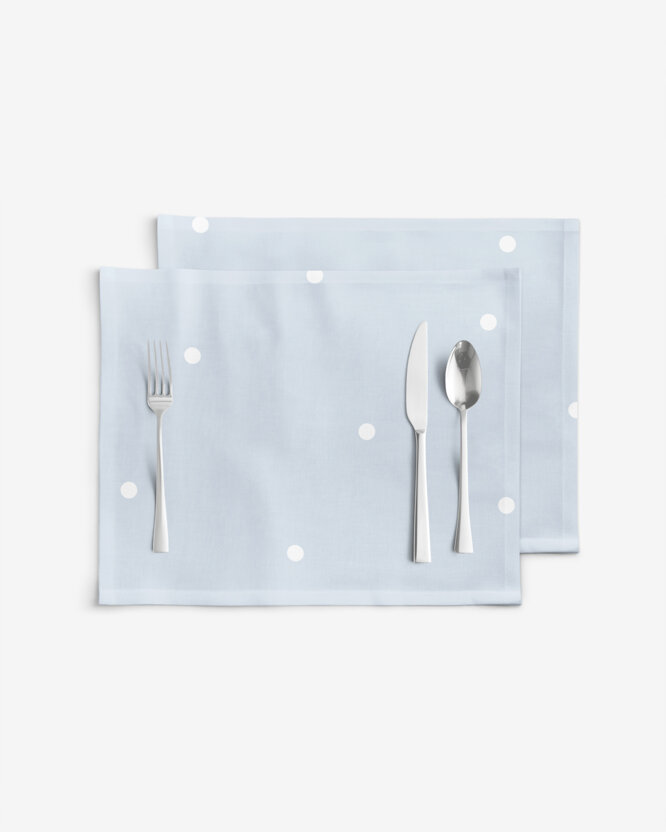 Placemat 100% katoen renforcé - Stippen op hemelsblauw - set van 2 st.