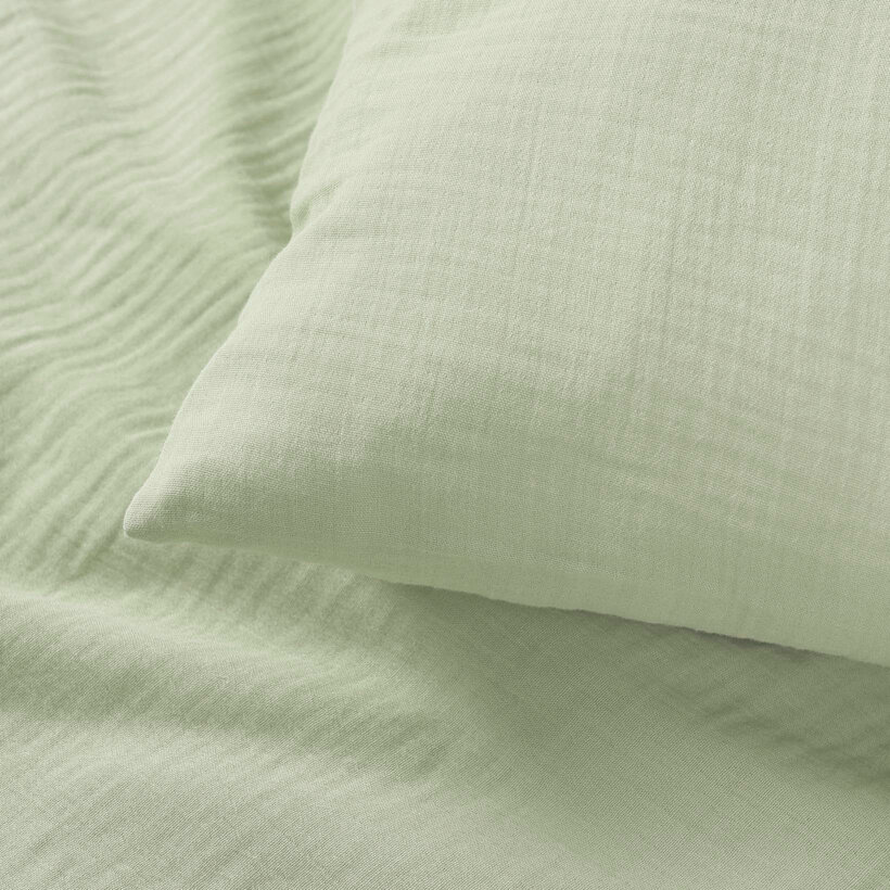 Mousseline kussensloop - licht saliegroen