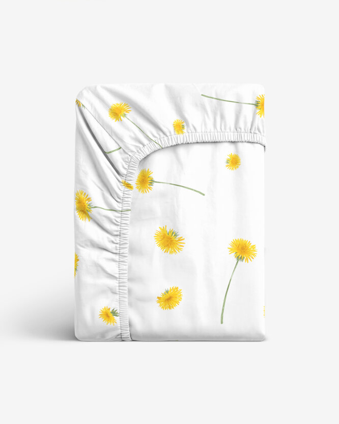 Katoenen hoeslaken - Paardenbloemen