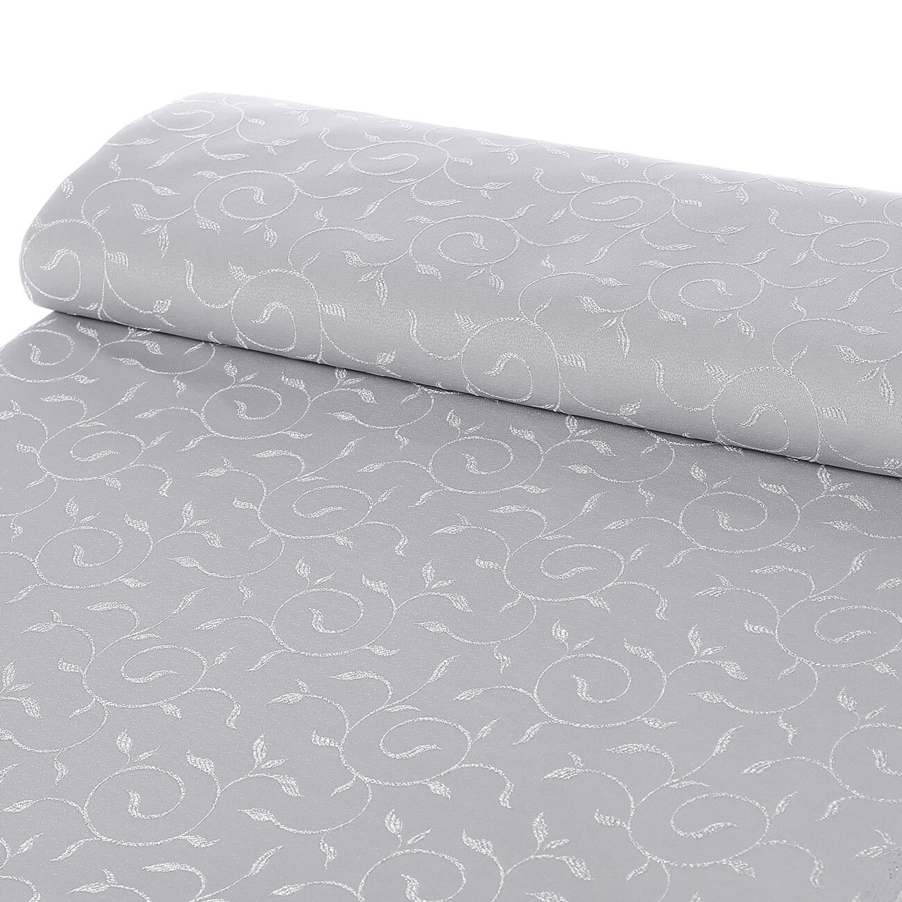 Stof met tefloncoating voor tafelkleden - grijs met grote ornamenten