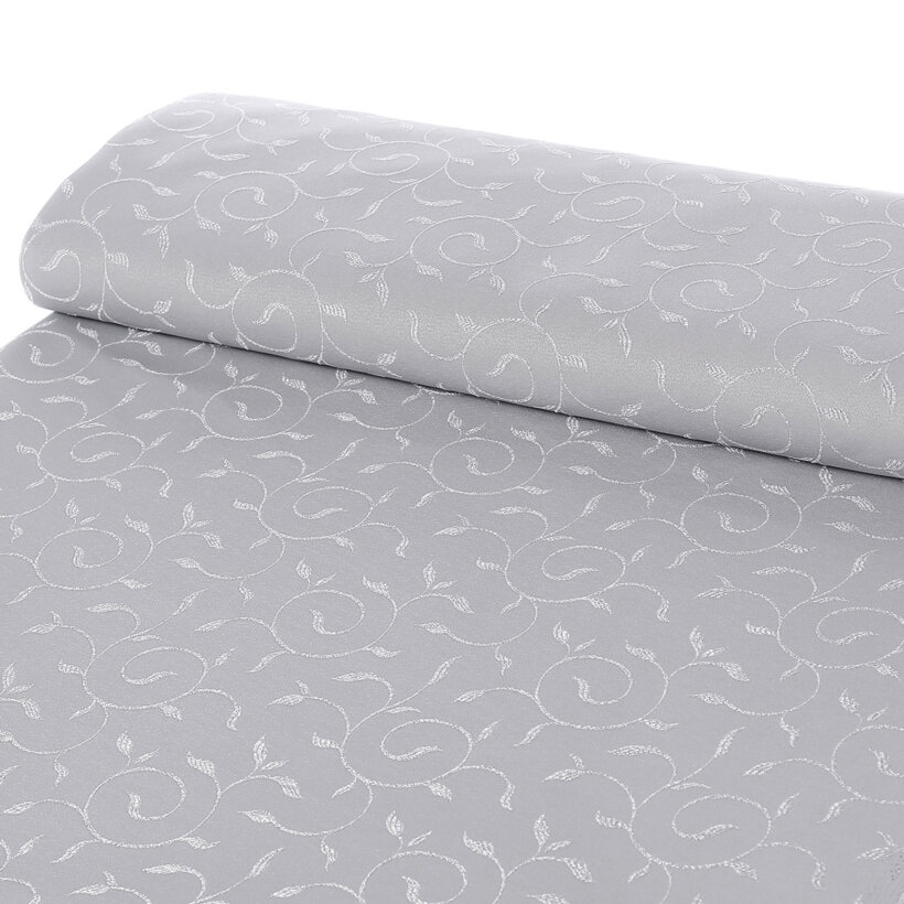 Stof met tefloncoating voor tafelkleden - grijs met grote ornamenten